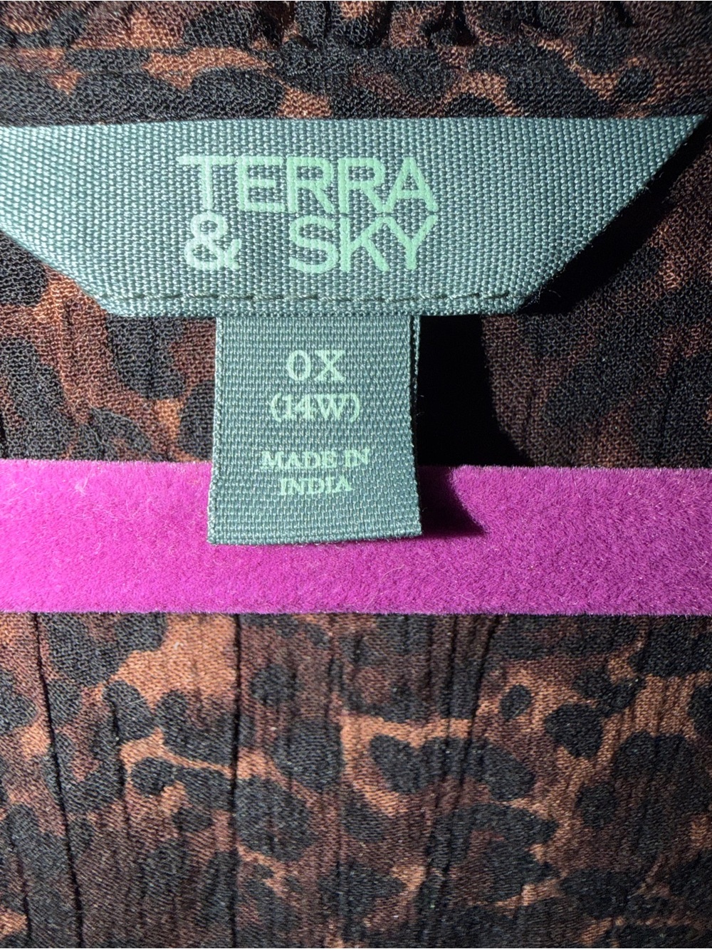 Terra and Sky Brown & Black Printed Short Sleeve Drawstring Dress NWT 0X - Picture 3 of 5
